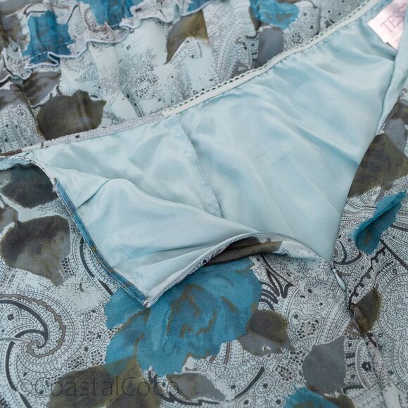 Vintage Tess Floral Paisley 14 Skirt 100% Silk Sheer Lace Fairy Witchy Festival - Picture 4 of 8